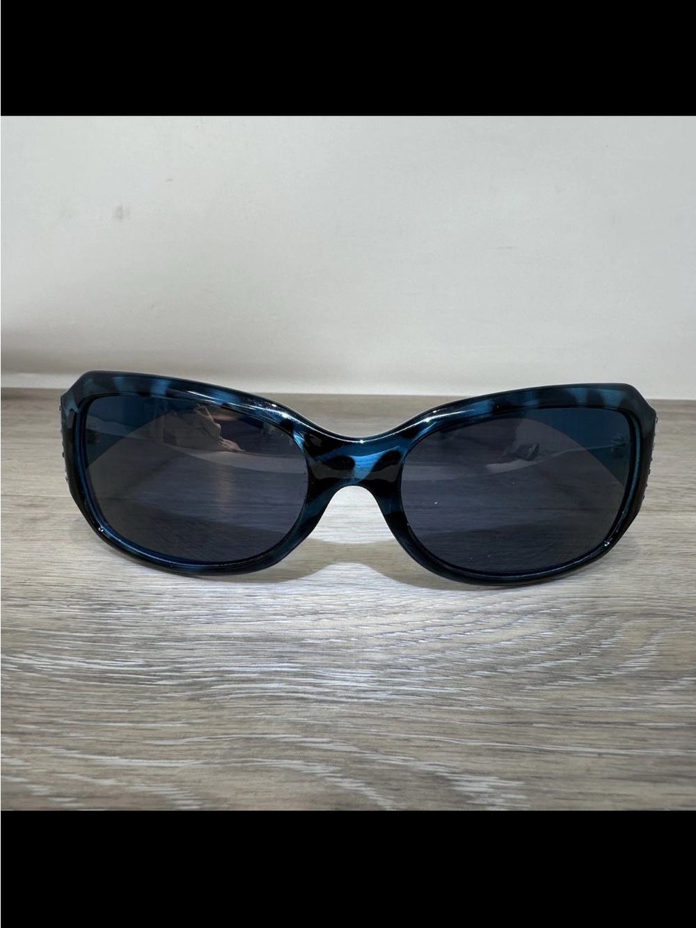 Foster Grant Sunglasses Chunky Rhinestone Aqua Tortoise Shell Y2k Women
